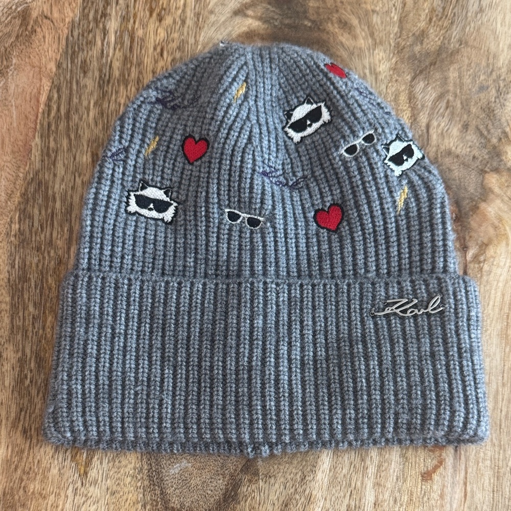 Karl Lagerfeld Paris Cate Pins Embroidery Beanie